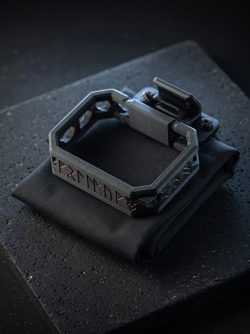 Fenrir collapsible dump pouch, sprung printed mouth ring above a folded black bag.